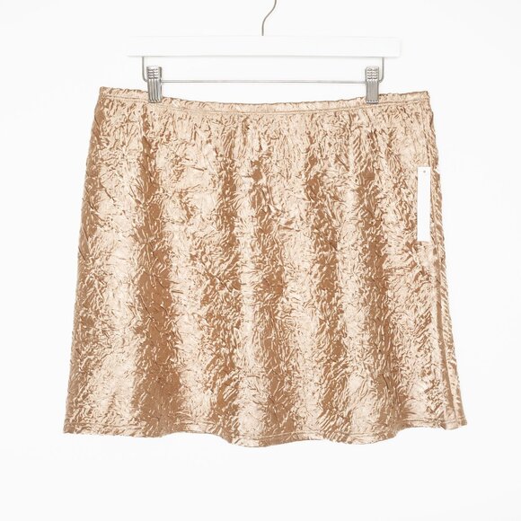 Lisa Says Gah Sarah Champagne Brown Crinkled Mini Skirt - 2XL - Picture 1 of 9